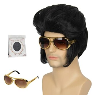 Mens Rocker Wig with Glasses