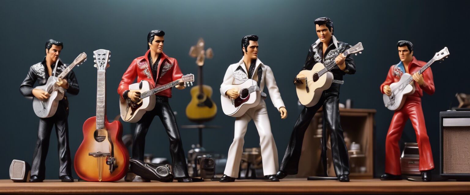 Elvis Presley dolls and figurines on shelf