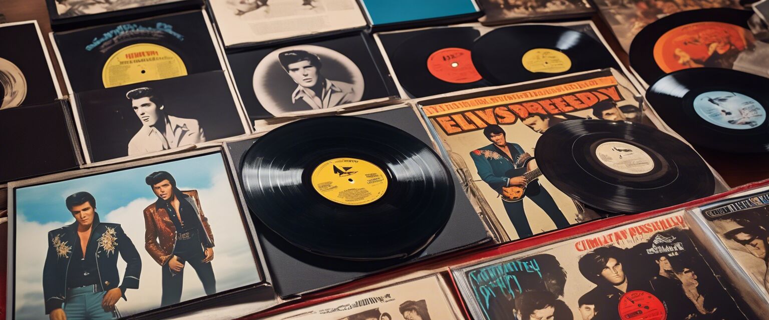 Elvis Presley Vinyl Record Collection Display